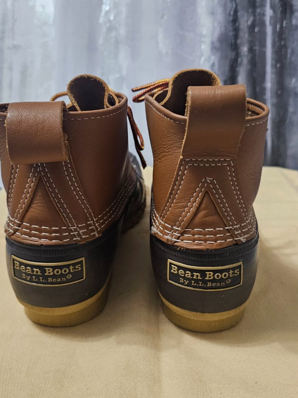 LL Bean Brown & Dark Brown Waterproof Rain Boot Men's Duck Boots 6 inches Size 9 - Picture 5 of 7